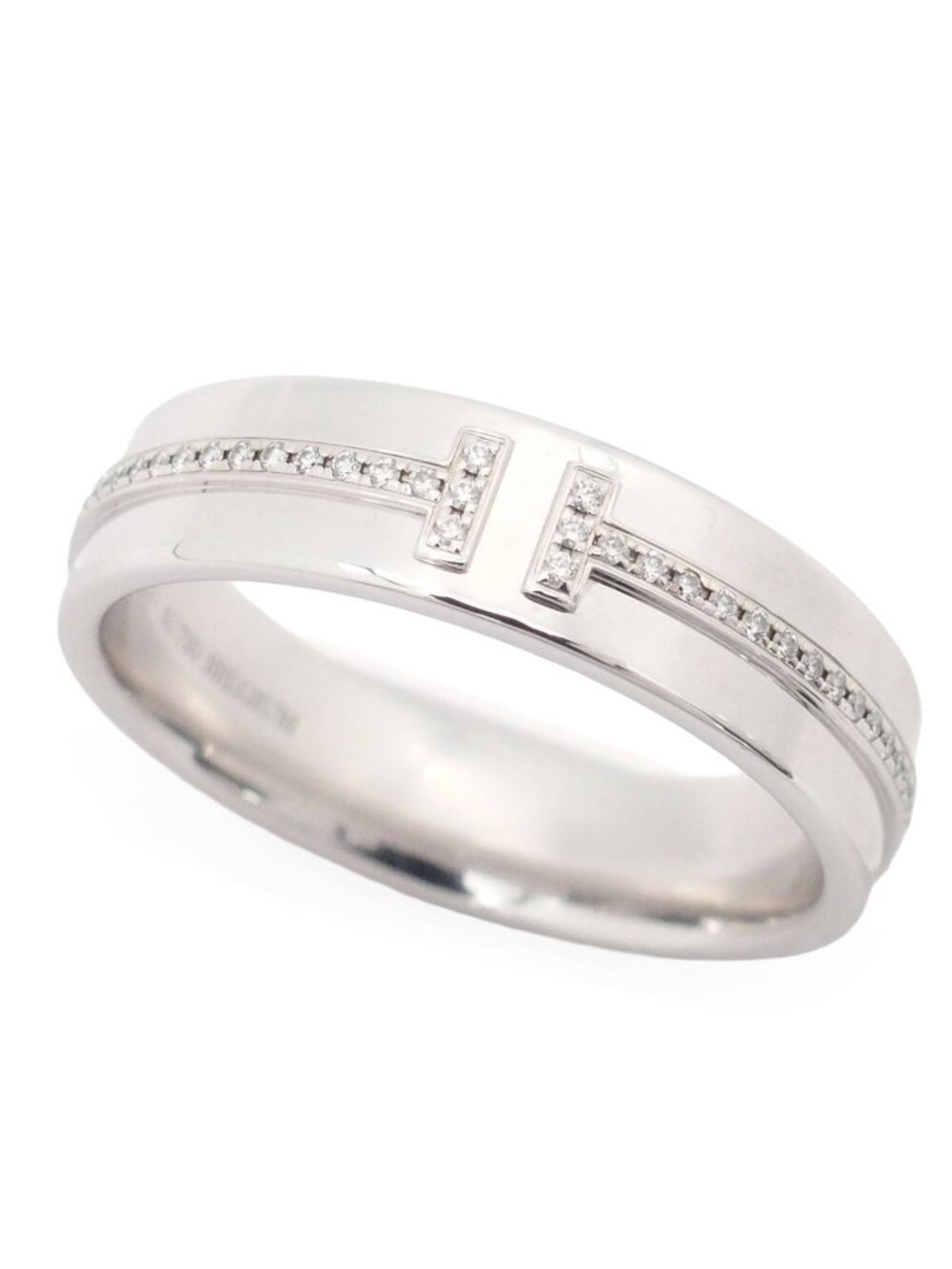Tiffany & Co T Narrow Ring White Gold Diamond 18k